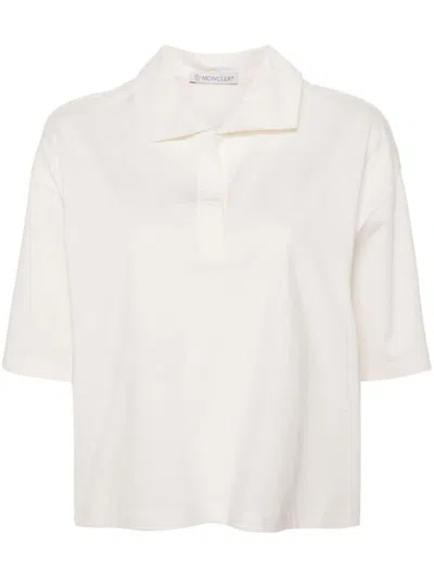 Moncler Short-sleeved Cotton Polo Shirt With Logo In White