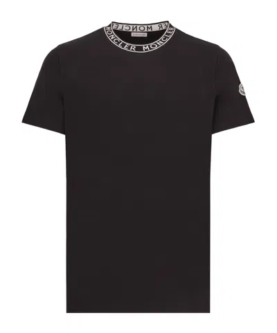 Moncler Short-sleeved Cotton T-shirt In Black