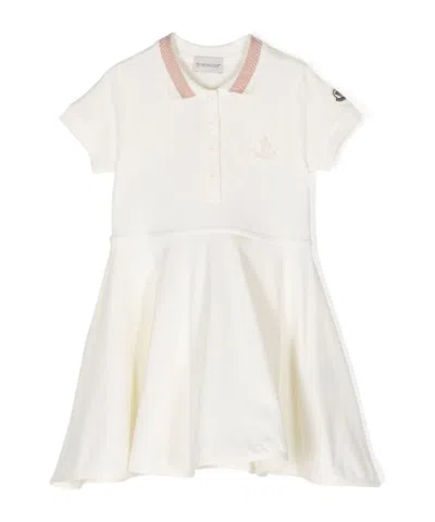 Moncler Short-sleeved Logo Embroidered Dress In White