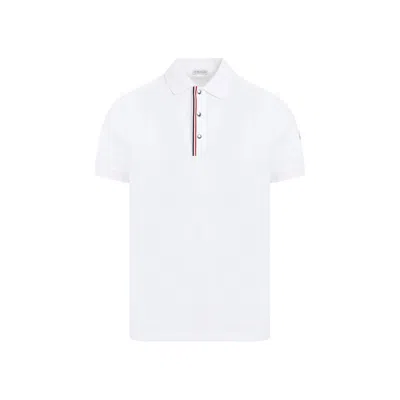 Moncler Short Sleeved Logo Patch Polo Shirt In White