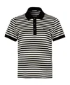 Moncler Striped Polo Shirt In Black/white