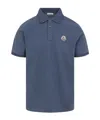 Moncler Blue Tricol-trimmed Pique Polo Shirt