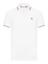 Moncler Classic White Cotton Polo With Signature Tri-color Trim