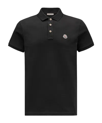 Moncler Short-sleeved Polo Shirt In Black