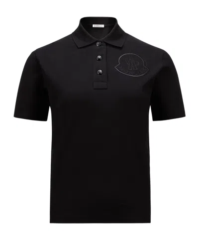 Moncler Short-sleeved Polo Shirt In Black
