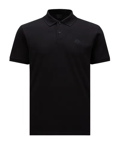 Moncler Short-sleeved Polo Shirt In Black