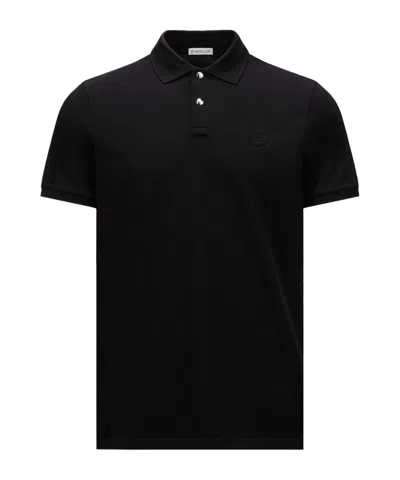 Moncler Short-sleeved Polo Shirt In Black