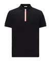 Moncler Zip Polo Shirt In Blue