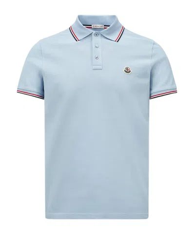 Moncler Short-sleeved Polo Shirt In Blue