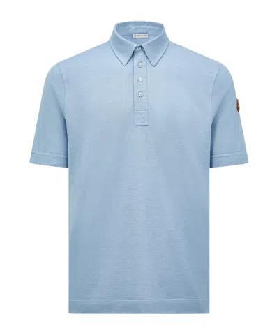 Moncler Short-sleeved Polo Shirt In Blue