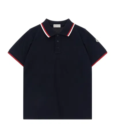 Moncler Short-sleeved Polo Shirt In Blue