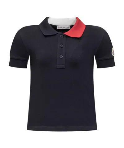 Moncler Short-sleeved Polo Shirt In Blue