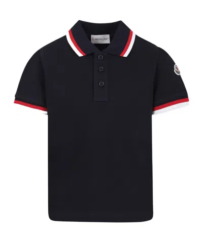 Moncler Short-sleeved Polo Shirt In Navy