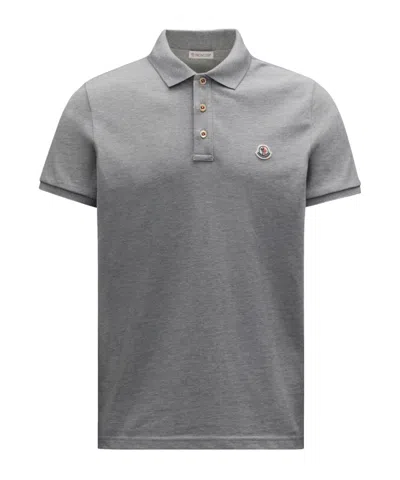 Moncler Short-sleeved Polo Shirt In Gray