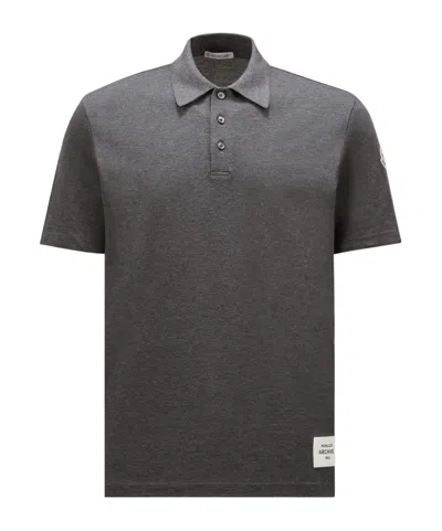 Moncler Short-sleeved Polo Shirt In Gray