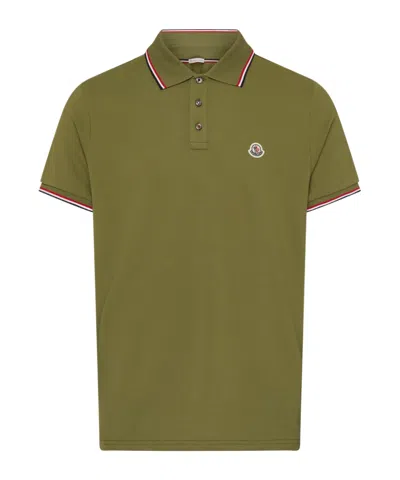 Moncler Short-sleeved Polo Shirt In Blue