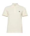 Moncler White Polo Shirt With Logo Patch On The Front In Cotton Woman In Ivory