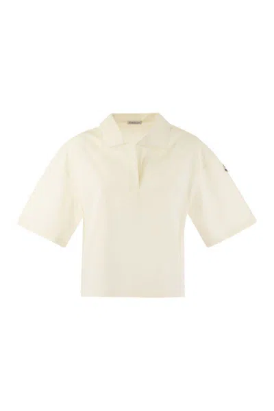 Moncler Short-sleeved Polo Shirt In Natural