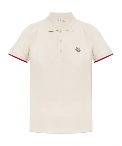 Moncler Short-sleeved Polo Shirt In Neutral