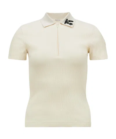Moncler Short-sleeved Polo Shirt In Cream
