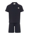 Moncler Short-sleeved Polo Shirt Set In Blue