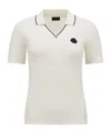 Moncler Logo Patch Cotton Piquet Polo Shirt In White