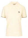 Moncler Cotton Polo Shirt With Logo Patch In White