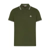 Moncler Logo-patch Striped-edge Polo Shirt In Green