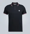 Moncler Men Tricolor-trimmed Cotton Piquet Polo Shirt Navy In Blue