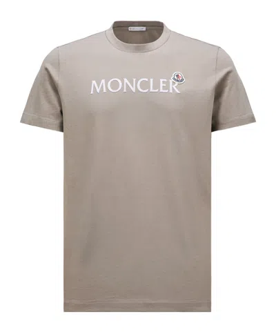 Moncler Short-sleeved Printed T-shirt In Nude