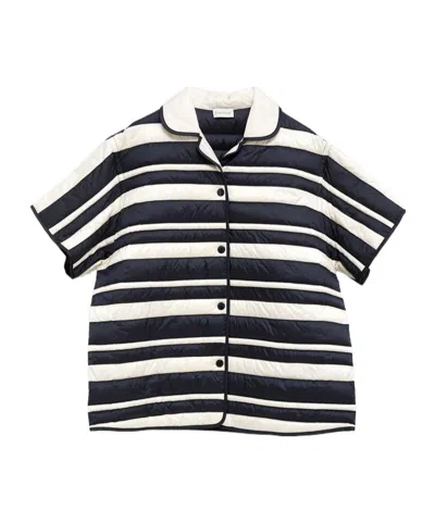 Moncler Short-sleeved Quilted Shirt In Blue
