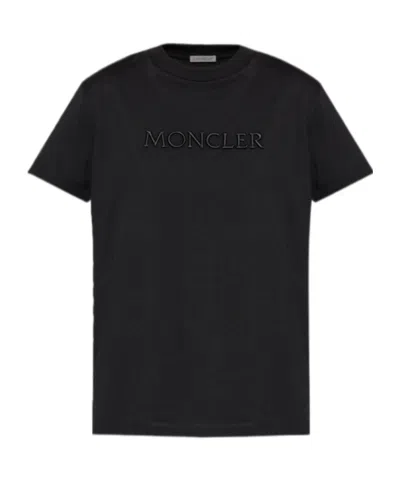 MONCLER MONCLER LOGO EMBROIDERED CREWNECK T-SHIRT