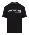 Moncler S Embossed-branding Crew-neck Relaxed-fit Cotton-jersey T-shirt Black In Black