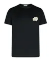 Moncler Double Logo Patch Cotton T-shirt Clothing In Black