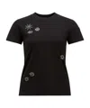 Moncler T-shirt En Coton À Fleurs En Cristaux In Black