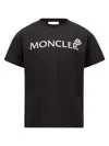 Moncler Enfant Logo Patch Crewneck T-shirt In Black