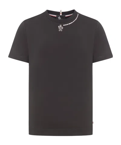 Moncler Grenoble Crewneck T-shirt Embroidery Detail In Black