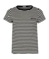 Moncler Black And White T-shirt With All-over Striped Motif And Logo Patch On The Chest In Cotton Wo In Black/white