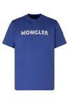 Moncler Short Sleeve Crew Neck Cotton T-shirt In Blue