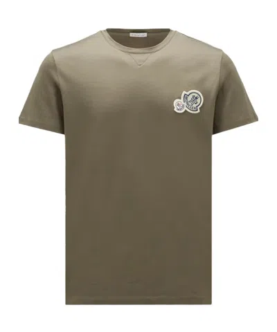 MONCLER MONCLER DOUBLE LOGO PATCH CREWNECK T-SHIRT