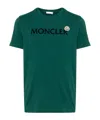 Moncler Flocked Logo Cotton T-shirt In Green