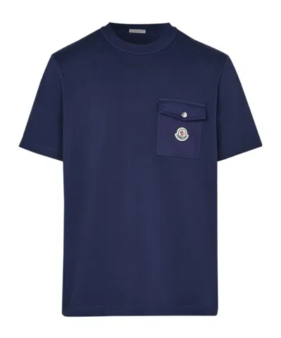 Moncler Archive Logo Pocket T Shirt In Blue