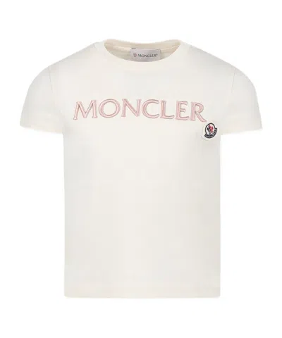 Moncler Kids' Short-sleeved T-shirt In Ivory