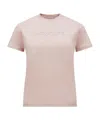 Moncler Embroidered Tonal Logo Cotton T-shirt In Pink