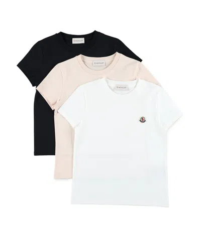 Moncler Kids' Short-sleeved T-shirt Three-piece Set In White