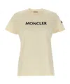 Moncler Beige Logo Embroidery T-shirt In White