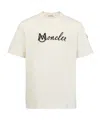 Moncler Off-white Embroidered Varsity Logo Cotton T-shirt In White