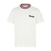 Moncler White Cotton T-shirt With A Contrasting Ribbed Striped Collar And Logo In White