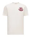 Moncler Flocked Logo T-shirt In Organic Cotton With Aesthetics In White