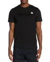 Moncler Men T-shirt With Flocked Cotton Logo In Black